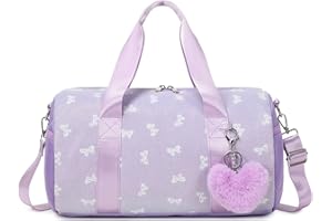 JUMPOPACK Sac Sport Enfant Sac Voyage Sac Piscine Fille Sac à Bandoulière à Paillettes Papillon Violet avec Compartiment Poche Humide