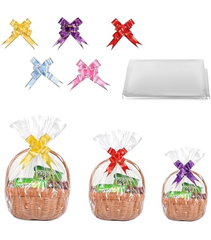 Sinload CII0312 - 12 Bolsas De Celofán Extra Grandes Transparentes Para Cestas De Regalo De 50 X 56 Pulgadas, Envoltura De Celofán De Plástico OPP Grande Grande