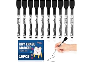 ‎AUTOAU Autoau Whiteboard Marker, 10 Stück Whiteboard Stifte Magnetisch, Schwarz Folienstift Abwischbar Fein Stifte mit Radiergummi, Dry Erase Marker Set für Zuhause Schule Büro usw