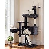 Gitelsnour GCT006SG Cat Scratcher 125 cm with Cave, Large Platform | Stable Cat Scratching Tree for Kittens, Suspended Basket