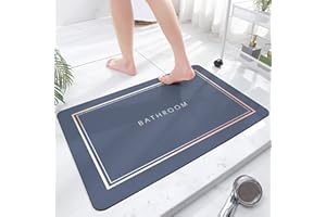 APOMKJOE Alfombrilla superabsorbente, Alfombrillas de baño de Secado rápido, Alfombrillas de baño absorbentes para el hogar, Parte Inferior Antideslizante de Goma, fácil de Limpiar (50_x_80_cm, Azul)