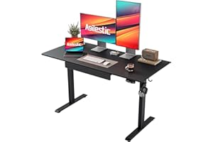 ‎AGILESTIC Agilestic Elektrischer Stehschreibtisch mit Schublade, höhenverstellbarer Schreibtisch, Ergonomischer Stehschreibtisch 120 * 60 aus Holz, mit Memory-Voreinstellungen für Arbeit Heimbüro, Schwarz