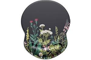 ITNRSIIET Tapis de Souris Ergonomique avec Support en Gel pour Repose-Poignet soulagement de la Douleur avec Base en polyuréthane antidérapant Noir, Fleur Sauvage