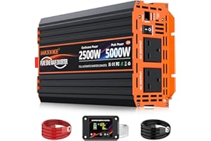 JARXIOKE 2500W Pure Sine Wave Power Inverter DC 12V to AC 240V with 2 UK Sockets, 30W Type-C, 5V 3.1A USB-A, LCD Remote Control,for Motorhome,Truck,Solar Power,Boats,Camping