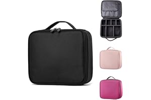 IMESHBEAN Make up Organizer Kosmetiktasche, Tragbare Kosmetik Organizer Reise Make Up Tasche Groß Kapazität Schminktasche, Makeup Bag mit Verstellbarem Fach (Schwarz, S)
