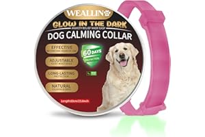 WEALLIN Collare Calmante per Cani, Si Illumina al Buio Anti-Ansia Collare Calmo per Cani, Regolabili e Impermeabile 60 Giorni Collare Calmante per Cuccioli Cani di Grossa Taglia(1pz, Rosa Caldo