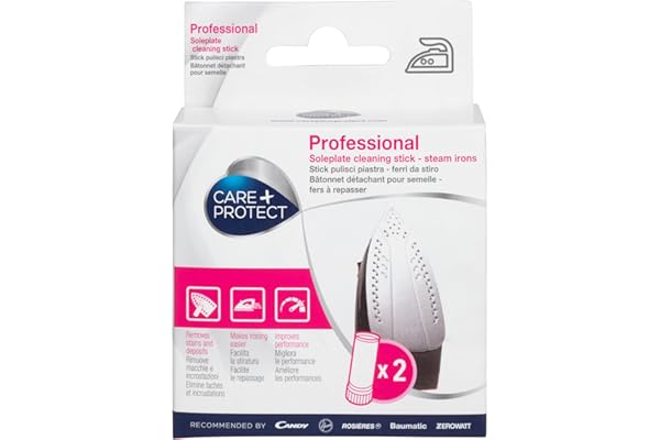 CARE+PROTECT Stick Nettoyant Pour Semelle de Fer à Repasser - Universel - Détartrant Professionnel - Idéal Pour Eliminer les Résidus de Calcaire et de Saleté - Inclut 2 Bâtonnets
