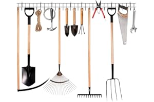 zacurter Garden Tool Rack Garage Tool Organizer Wall Mount Tool Holder Yard Hangers Organizer Heavy-Duty Hook Wall Storage Rack Holds Garden Tools, Shovels, Rakes, Hoses, Ropes (64 inches/160cm)
