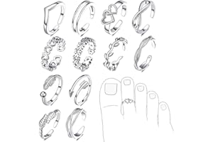 VURYAPI 12 Pièces Bague Orteil pour Femmes Filles simple Réglable Knuckle Ring Lot Bagues Orteils Réglable Bijoux de pied(Argent)
