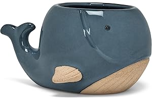 Abbott Collection Stoneware Whale Planter - Large (3" H)