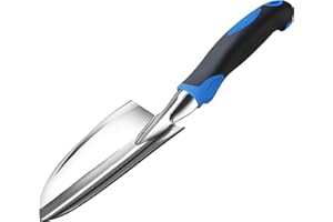 Sinoer Palas de jardín a prueba de dobleces – Palas de aluminio resistentes de 30 cm de largo x 7,5 cm de ancho, mango ergonómico de goma antideslizante, pala pequeña para plantar, trasplantar