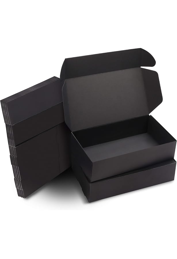 Boite Cadeau 10 Boîtes Cadeaux Noires 20x20x10cm - Boîtes Vides Pour Emballage Mariage, Anniversaire, Noël Décoration Fête