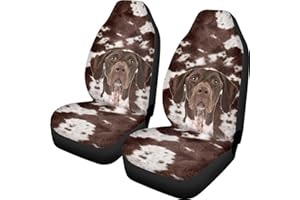 ZIATUBLES German Shorthaired Pointer Print 2 PCS Auto Seat Covers for Front Seat, Ultra Soft Comfort Bucket Seat Cover Car Front Seat Covers Universal Fit for SUV Sedan Van