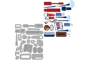 BENECREAT 9,9 x 7,8 cm, set di fustelle per cosmetici, rossetto, mascara, pennello per trucco, pinza per ciglia, acciaio al carbonio, stencil per fai da te, scrapbooking, carta goffrata, decorazione