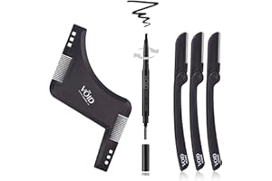 VOID Homme Kit di fodera per barba - Matita di riempimento barba, barba sagomatura pettine e barba allineamento di rasoi di rasoi - kit di riempimento barba per look naturale impermeabile (Grigio)