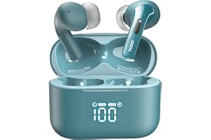 TOZO T20 Auriculares inalámbricos Bluetooth 5.3 con ENC Llamada LED Pantalla ORIGX 2.0 Acústico EQ Ajuste 48.5H Reproducción Soporta Carga Inalámbrica y USB Tipo C IPX8 Verde