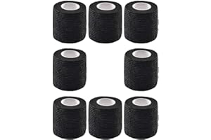WORDMOUK 8 pezzi di copertura per impugnatura per tatuaggio elastico impermeabile autoadesivo nastro adesivo per bendaggi aderente per macchinetta per tatuaggio con impugnatura per tatuaggio, nero