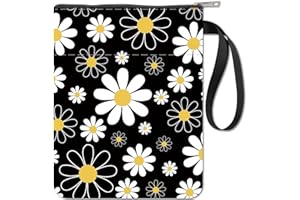 CRASPIRE Custodia per Libri Piccola Margherita Protettore per Libri Copertine per Libri con Fiori per Libri in Brossura Copertina per Libri in Tessuto Lavabile con Cerniera e Tasca Extra sulla Manica