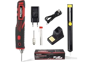 FrogBro 11W Akku Lötkolben Set mit 2 Ersatz Lötspitze, 1 Entlötpumpe und Typc C Kabel + EU Adapter, Einfacher zu Bedienen, Professionelles und Sicheres Kbelloses Schweißwerkzeuge(LD006A-Pro-SET)