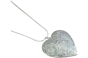 Luck Trader Solid 925 Sterling Silver Large Vintage Heart Locket Necklace Photo, Keepsake