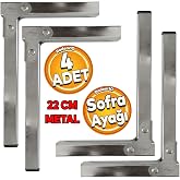 Badem10 4 ADET Sofra Ayağı 22 cm Metal Katlanır Siyah Taban Yer Sofrası Sini Altı Mobilya Ayak Sehpa Masa