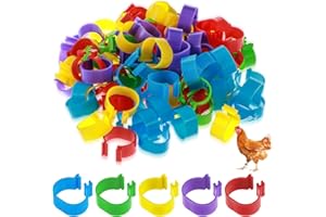 TEAAHA 100 PCS Chicken Leg Rings Bands 16mm Colorful Identification Chicken Tags for Legs, Clip on Poultry Leg Band Rings for Ducks, Quail, Chicks, Goose, Gamefowl, Turkey(5 Color)
