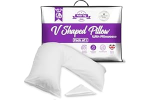 Posh Tag V Pillow with Pillowcase 140 cm x 30 cm, Pregnancy Pillow for Nursing, Orthopedic, Maternity Support, V Shaped Triangle Pillow, Extra Filled Hollow Fiber, Hypoallergenic