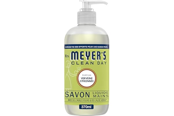 Mrs. Meyer’s Clean Day - Savon liquide pour les mains - Fabriqué avec des huiles essentielles* - Parfum Verveine Citronnée - 1 x 370 ml