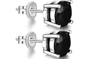 Miaofu Boucles D'Oreilles 18K Plaqué Or Blanc Boucles d'Oreilles Zircone Cubique Argent Sterling 925 I Boucles d'Oreilles Zircone Swarovski pour Femmes/Hommes, Taille 3mm-8mm avec Boîte Délicate