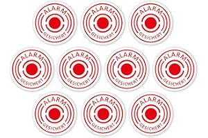iSecur 10 adesivi di sicurezza con allarme I 2 cm I adesivo esterno I UV + resistente alle intemperie I Nota Attenzione impianto di allarme I rosso I hin004