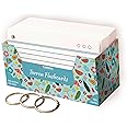 Turron One Side Ruled Index Flash Cards Tray - 200 GSM, 150 Cards, 3x5 inch, White - with Free Binder Rings for Short Notes, cue Cards, Cheat Sheets, exam, Interview Preparation