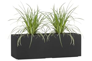 Pflanzwerk® Pot de Fleur Fibre de Verre Tub Jardinière Anthracite 17x50x17cm *Résistant au Gel* *Protection UV* *Qualité européenne*