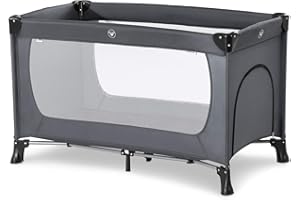 Hauck Reisebett Dream N Play Plus 120 x 60 cm, für Babys und Kinder ab Geburt bis 15 kg, Leicht, Kompakt Faltbar, Inklusive Transporttasche und Faltboden, Schlupf, Grau
