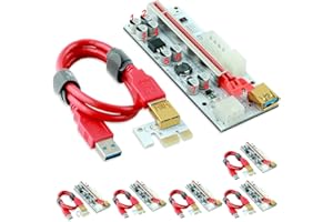 Ubit PCIe Riser, PCI-E Riser for Bitcoin Litecoin ETH Coin Mining Dual-6PIN+MOLEX Powered PCIE Extension Cable GPU Riser PCIEX1 to PCIE X16 GPU Riser