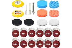 OBA Kit de pulido para taladro de 133 piezas, disco de lija para restauración de faros de 75mm, papel de lija húmedo/seco, almohadillas de pulido con gancho y bucle y herramientas rotativas para coche