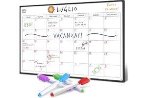 Smart Panda Calendrier Magnétique pour Frigo - Pratique pour Planifier Les Repas Familiaux, Listes De Courses Ou Une Aide A L'étude - Tableau Aimanté - Mensuel - en Italien