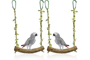 PJUQOW 2 Stück Holzschaukel Für Papageien, Vogelspielzeug Wellensittich, Vogelkäfig Zubehör, Natürliches Spielzeug Für Vögel, Langlebig Und Sicher