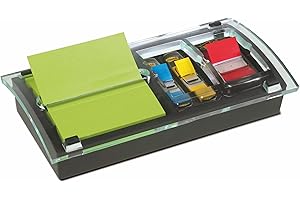 POST-IT Note and Flag Dispenser, 3 x 3 Canary Notes and Assorted Flags, Black Dispenser