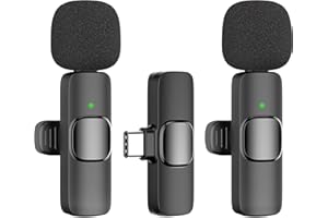 ORAOLO Microfono Inalambrico para iPhone/iOS/Android/PC/Laptop, Micrófono Lavalier Inalámbrico para Móvil Portátil, Bluetooth Micrófono para Facebook, Youtube, Twitter (por Tipo-C)