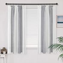 Tende Voile A Righe Verticali 2 Pezzi - Tende Semi Trasparenti 140x145cm Per Soggiorno, Bianco E Grigio - Foto 9