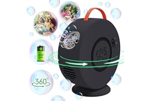 YEVOHADT Machine à Bulles, Jouet a Bulles Automatique Rechargeable Soufflante, Rotatif 90°/360°, 500ml Souffleur à Bulles pour Enfants 3 4 5 6 Ans, Jeux De Jardin, Idée Cadeau Garcon Fille (Noir)
