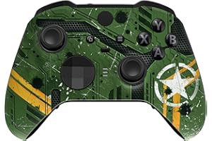 eXtremeRate Army Mecha Soft Touch Grip Błyszcząca Osłona Płyty Czołowej, Zestaw Zamienny Obudowy Shell Case Przedniej dla Xbox One Elite Series 2 Controller Model 1797 - Thumbstick Accent Rings Dołączony