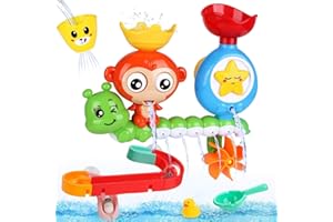 BBLIKE Jouet Bain,14 Pcs Jouet de Bain Cascade Interactif,Jouets pour Le Bain bébé pour Baignoire Jeu de Piscine Jouets d'eau de Singe Douche Jouets bathly Jouet avec Tasse pour et Enfants Cadeau