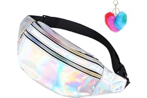 MEINRAUM Bauchtasche Damen Silber, Mode Glitzer Gürteltasche, Verstellbarer wasserdichte Sport Hüfttasche, 80er Jahre Karneval Bauchtaschen für Mädchen Outdoor Travel Reise Party Festival (Silber)
