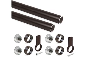 Emuca - Kit tubo per armadio rotondo D. 28, 1150 mm, alluminio, Verniciato moka, Lotto di 2