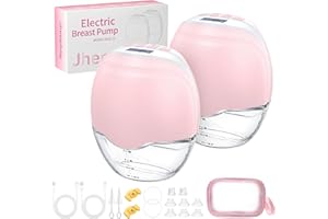 Jheppbay Sacaleches Electrico Manos Libres - Extractor de Leche Materna Portatil con Función Pausa, Sin BPA, 3 Modos y 12 Niveles, con Brida 17/19/21/27mm (Rosa, 2 Piezas)