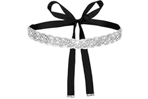 Amaxiu Handcrafted Bridal Rhinestone Wedding Belt for Women, Bling Crystal Belts Glitter Ribbon Women lightly Belt for Jeans Dress Shiny Party Waist Belt