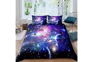 LOUSSIESD Set di biancheria da letto per ragazzi e ragazze, con motivo galassia, nebulosa e aurora, per ragazzi e ragazzi, motivo pianeta misterioso e spazio; set di biancheria da letto per letto matrimoniale,
