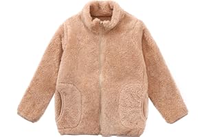 ANIMQUE Kinder Fleecejacke Stehkragen Durchgehender Reißverschluss Eltern-Kind Jacke Winter Kleinkind Jungen Mädchen Warm Plüsch Korallenvlies Outerwear