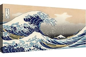canvashop Quadri Moderni Soggiorno, Hokusai Grande Onda di Kanagawa 140x70 cm, Stampe da Parete, Quadro Camera da Letto, Tela Canvas Grandi Dimensioni